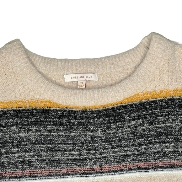 SKIES ARE BLUE Multi Colored Long Sleeve Cropped Sweater Women's Size XS - Picture 8 of 16